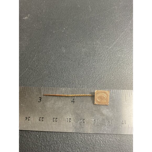 Antique Gold-Toned Square Stick Pin With Intricate Design - Picture 3 of 3